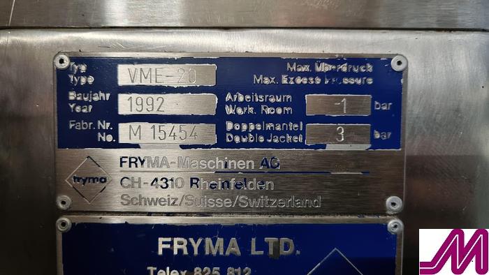 Used Fryma VME 20 Lab / Product Development Mixer