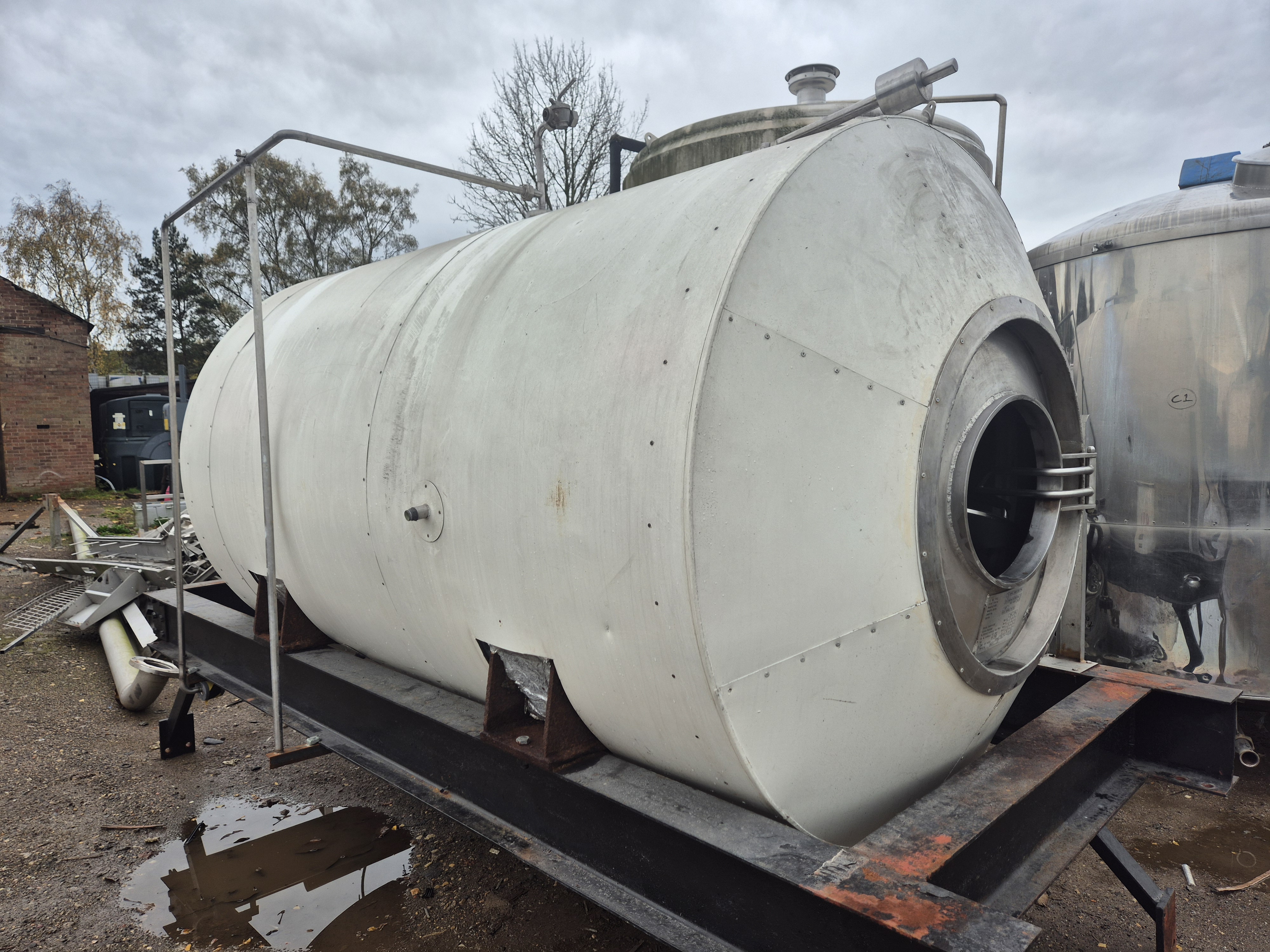 Used 30 Brl Horizontal Tank with Cooling Panels Mounted on Frame