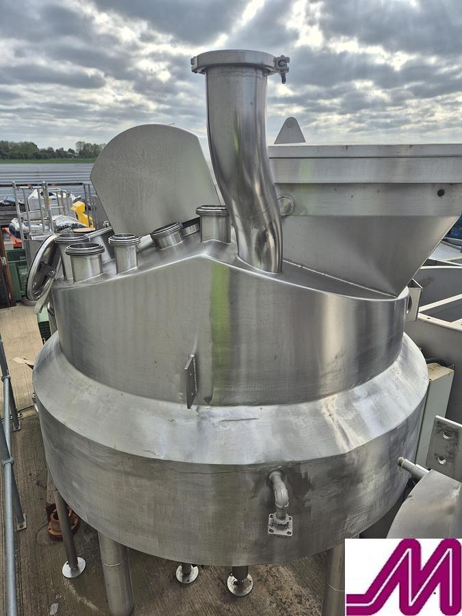 Used S & W process Eng 700 Litre Stainless Steel Jacketed Hemispherical Pan with Scrape Wall Agitator