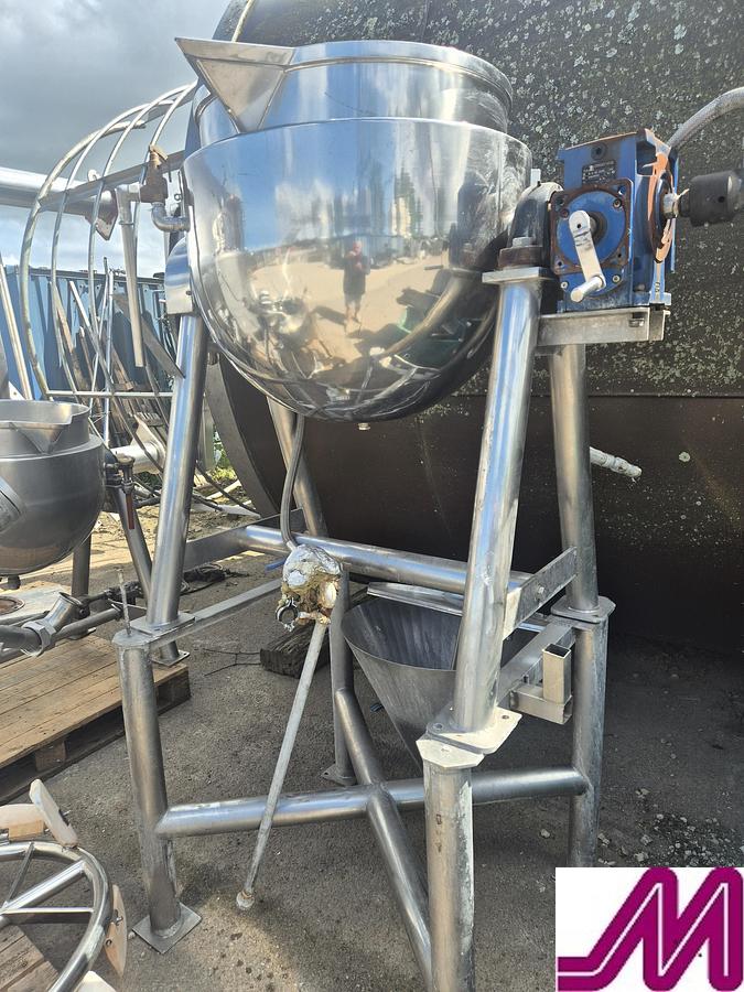 Used Skerman 150 Litre Stainless Steel Jacketed Tilting Hemispherical Pan