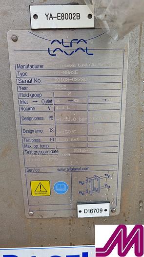 Used 2012 Alfa Laval m6-MBASE Plate Heat Exchanger