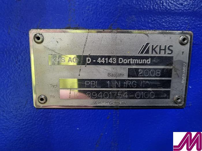 Used 2008 KHS Glass Bottle Palletiser with high level infeed conveyor Kuka KR40PA Robot & Robopac Helix Pallet Wrapper PBL1NRG1