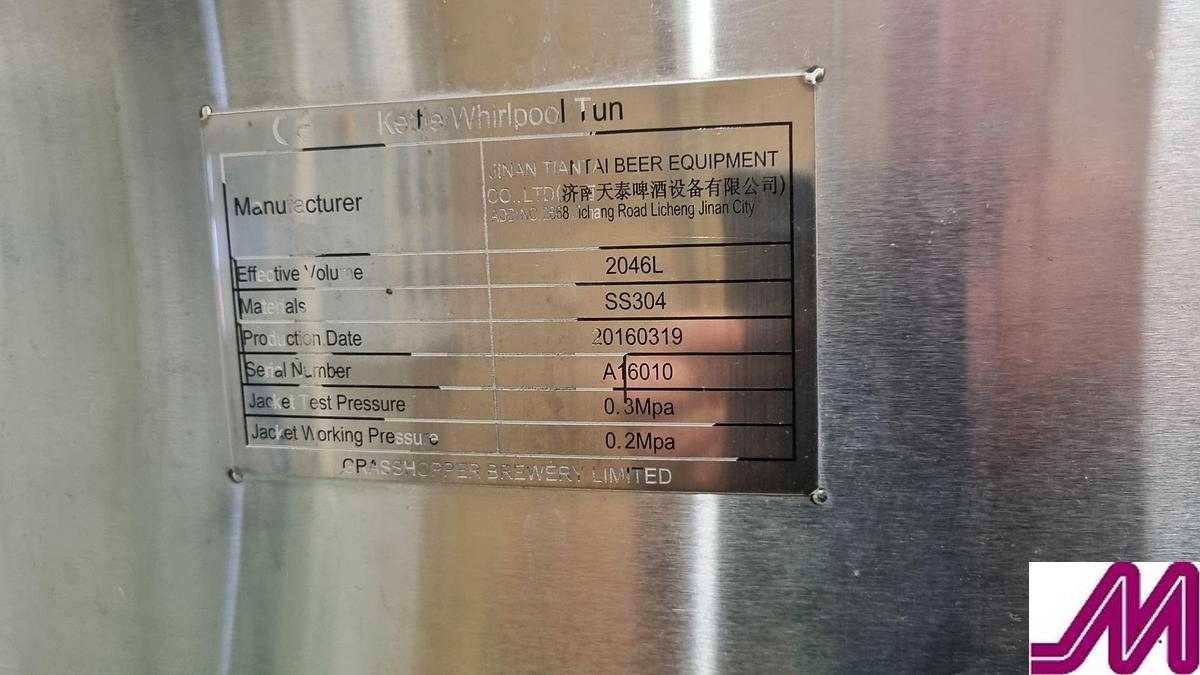 Used 2016 Complete 10 bbl Brewery with Fermenting Vessles and Steam Generator Jintan