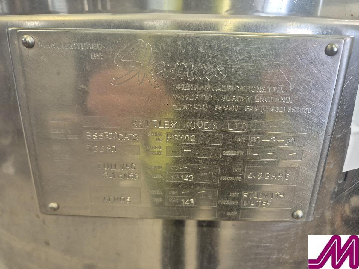 Used Skerman 200 Litre Stainless Steel Jacketed Hemispherical Pan