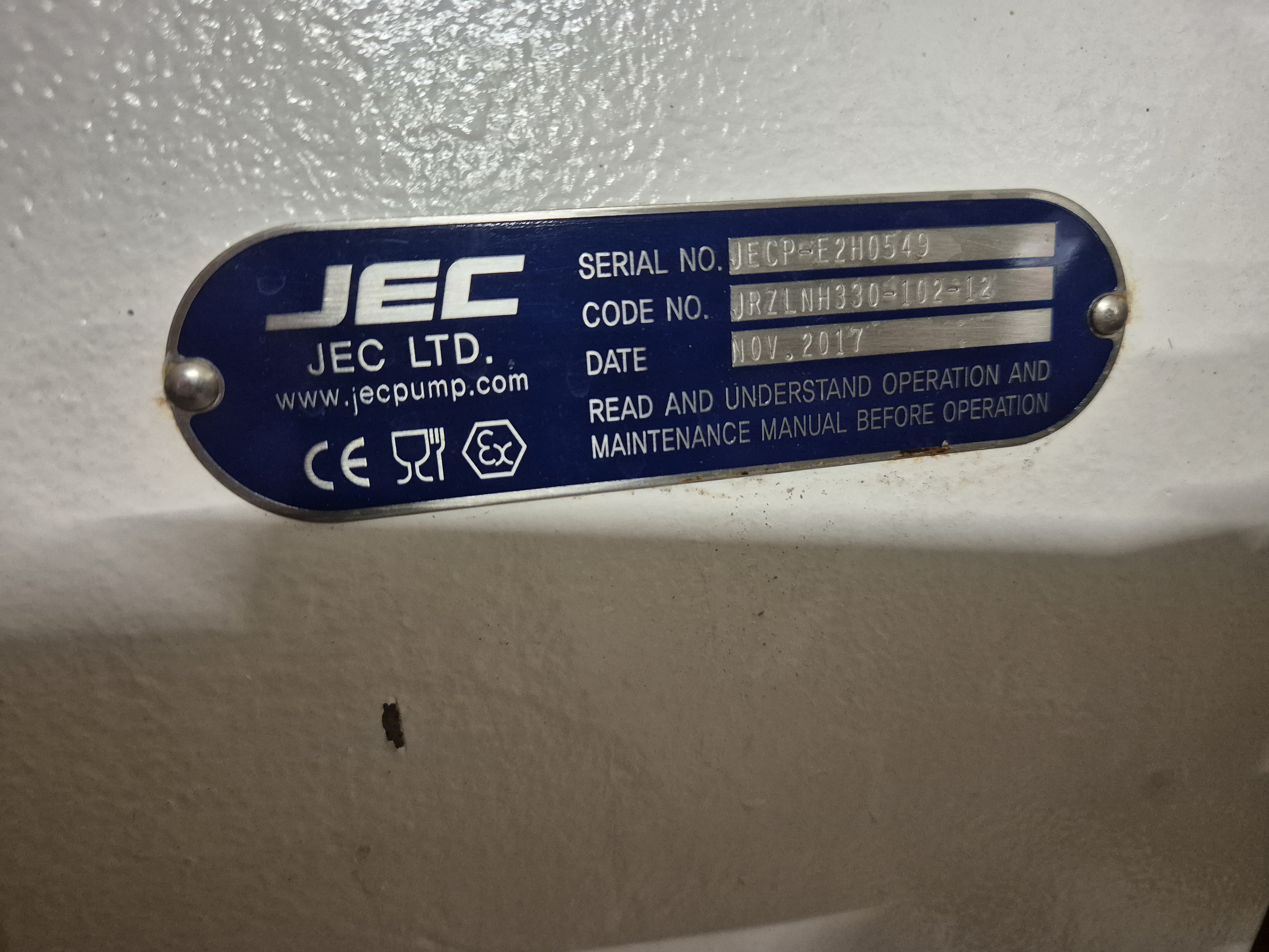 Used 2017 JEC 3" Rotary Lobe Pump