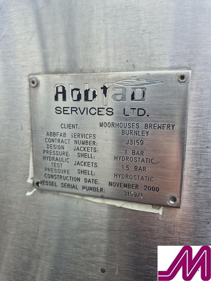 Used 2005 Abbfab Services Ltd 4,000 Litre Stainless Steel Jacketed Tank