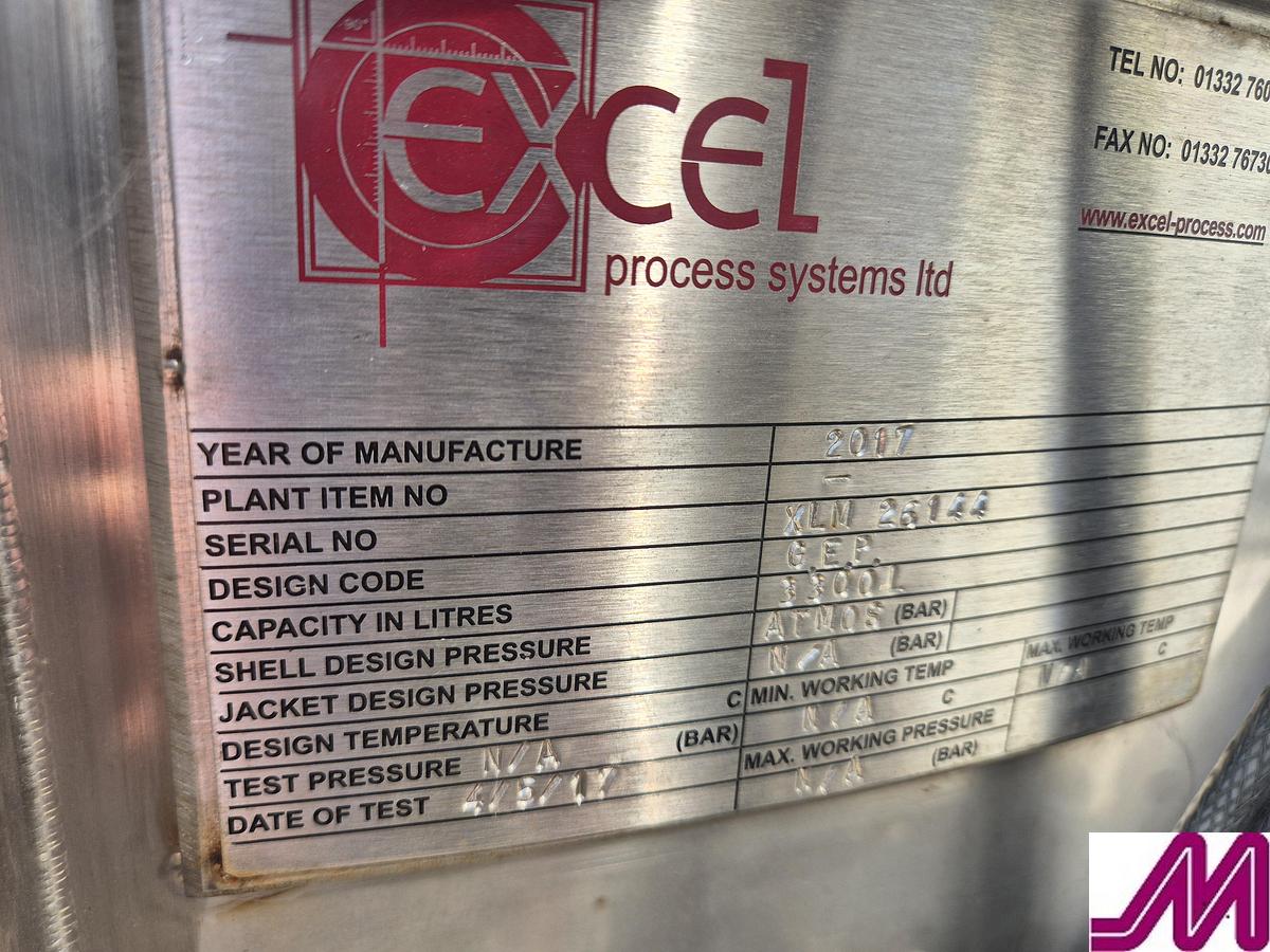 Used 2017 Excel Stainless 3,300 Litre Insulated Tank