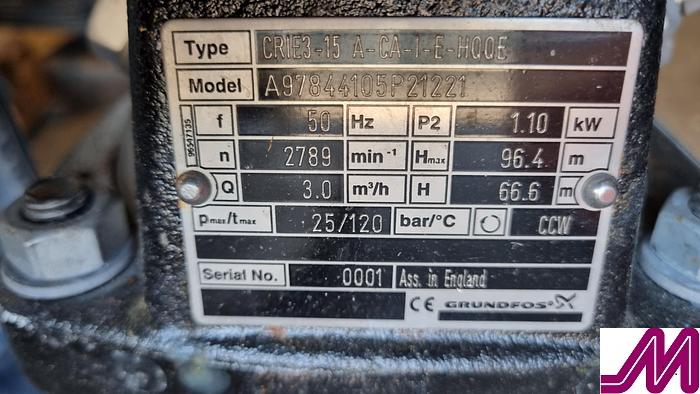 Used Grundfos CRIE3-15 A-CA-I-E-HQQE