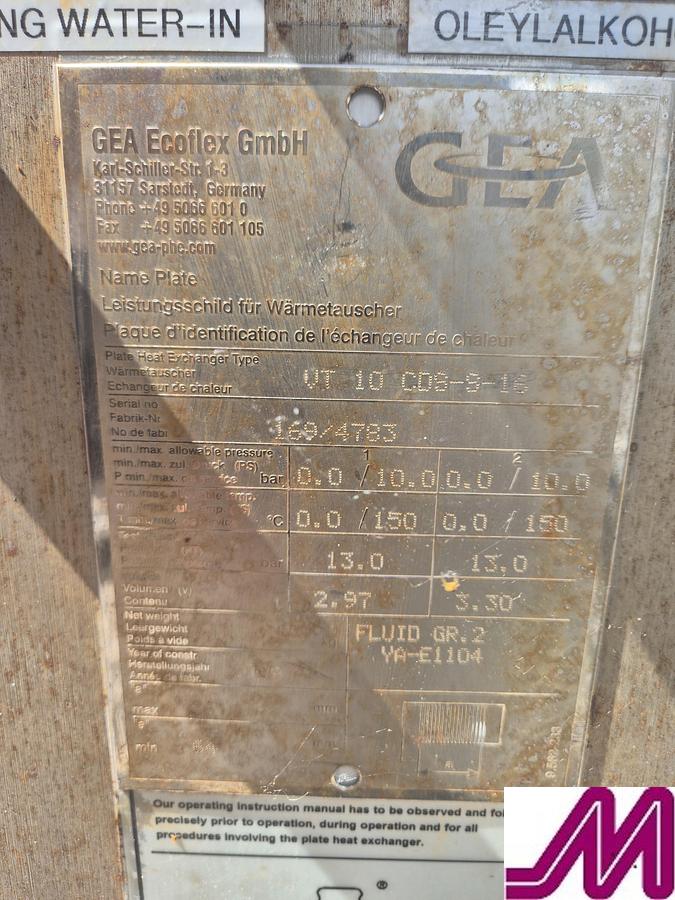 Used GEA VT10 CDS S16 Heat Exchanger