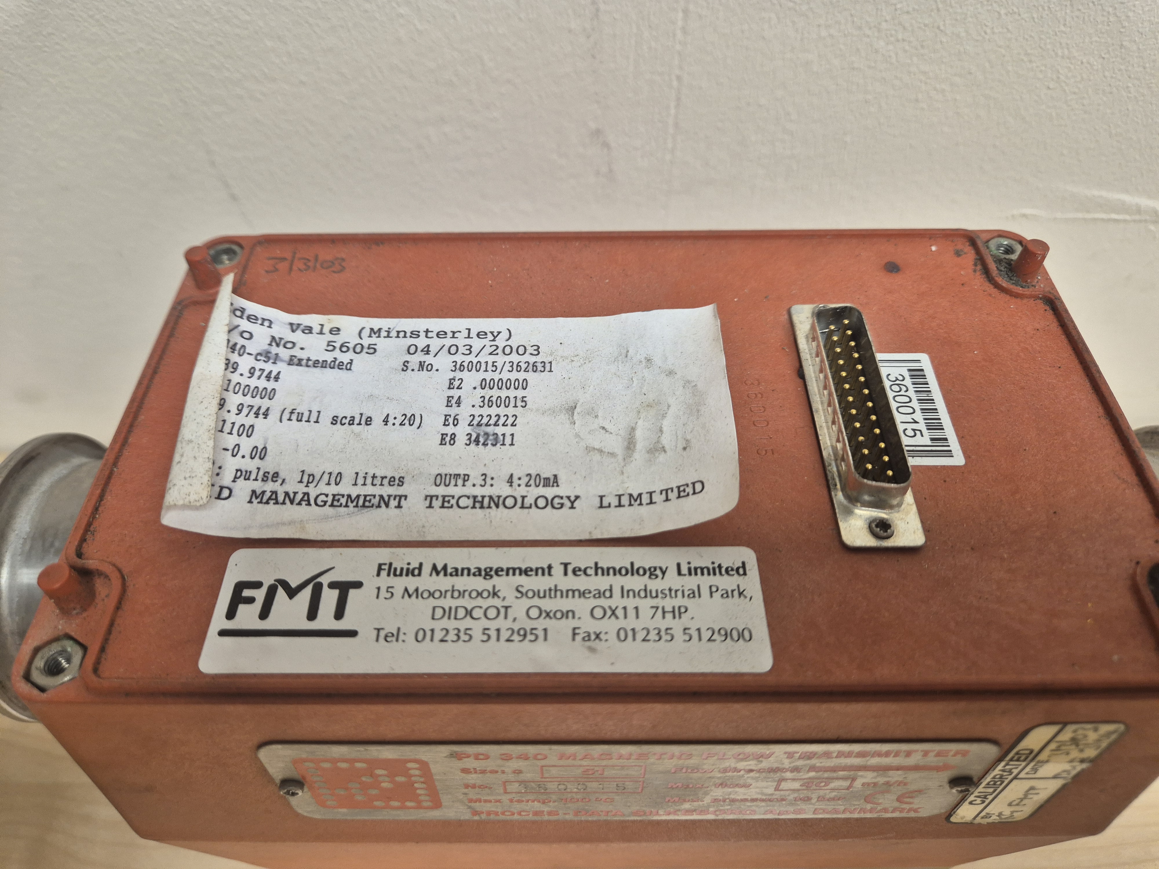 Used Proces-data  PD 340 Size C51 Magnetic Flow Transmitter