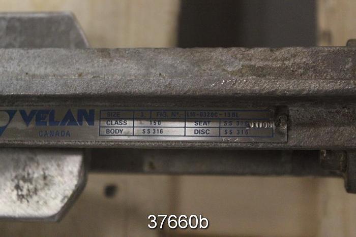 Used Velan 3" Hand Operated Knife Gate Valve, L10-0320C-13BL #37660