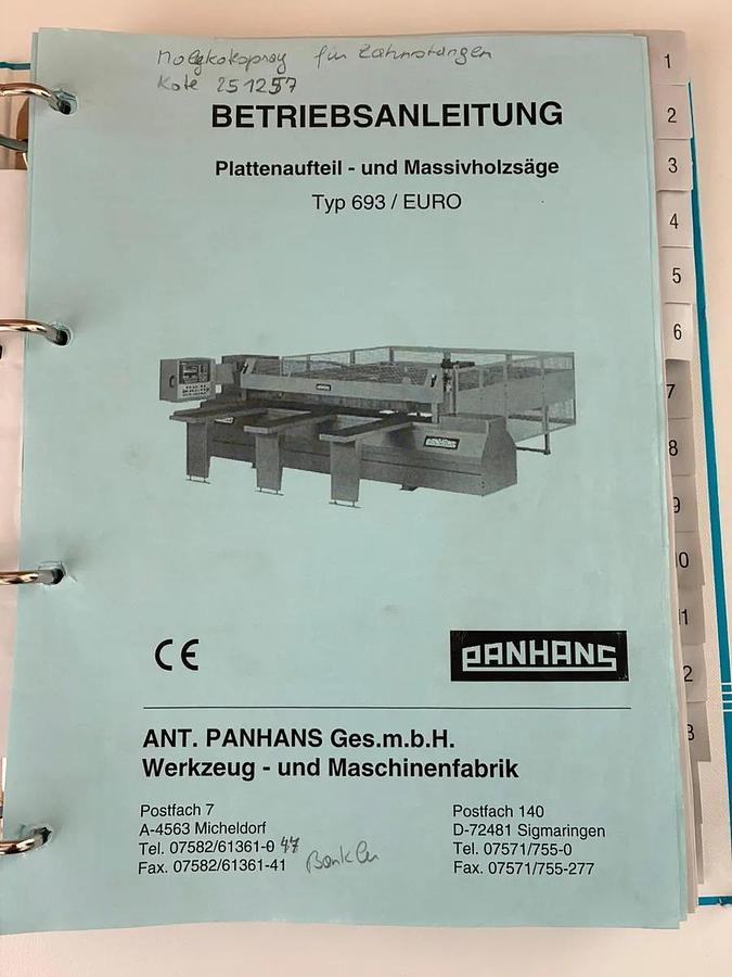 Used Panhans 693 EURO 5 (1999) Panel saw, Allhartsberg, Austria