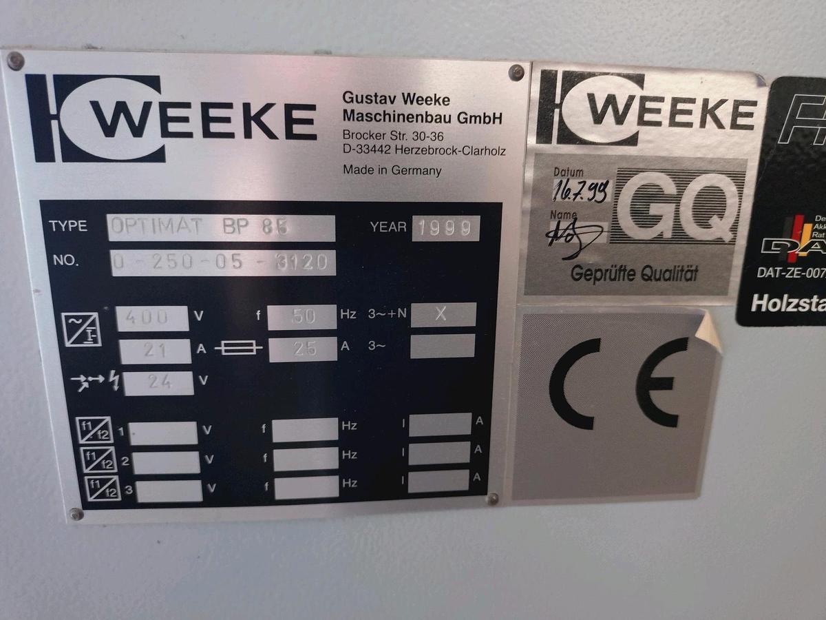 Used Weeke BP 85 Optimat (1999) CNC Machining Center for Wood Processing, Meerane, Germany