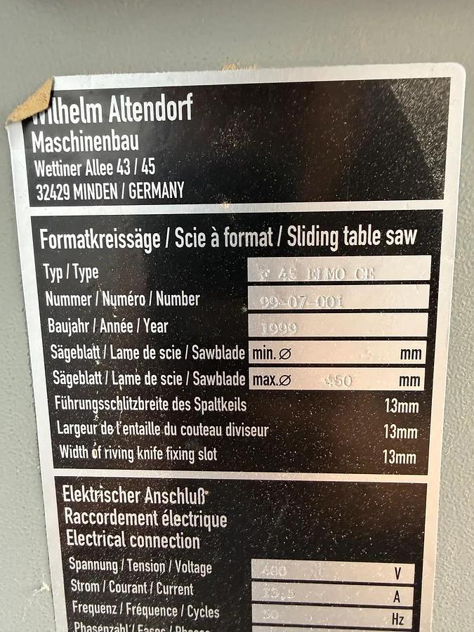 Used Altendorf F45 Elmo CE (1999) sliding table, Allhartsberg, Austria