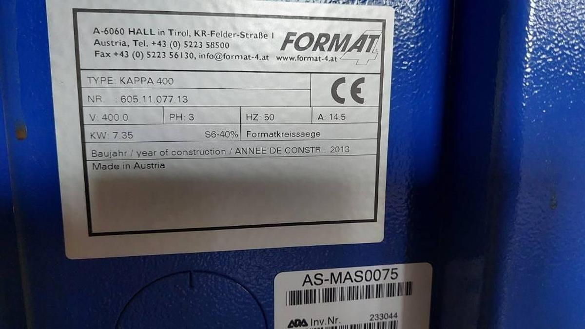 Used Format 4 Kappa 400 (2013) Sliding table saw 3.200 mm, Krottendorf, Austria