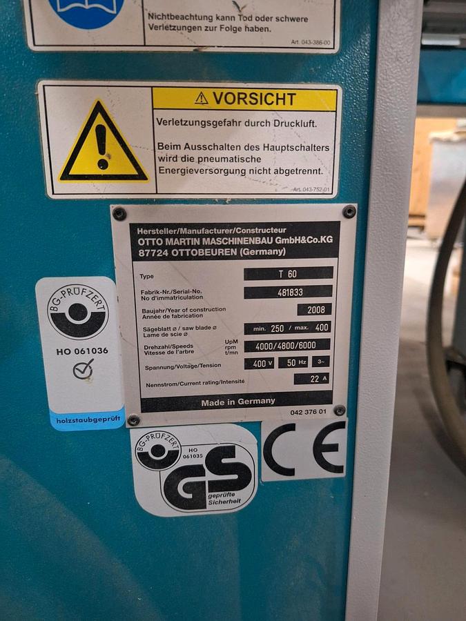 Used Martin T60 (2008) Sliding Table Saw, Welzheim, Germany