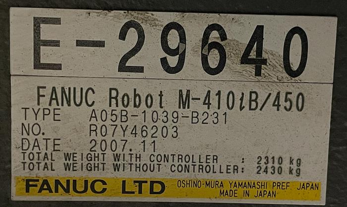 Used FANUC M410iB/450 PALLETIZING ROBOT