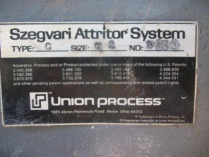 Used Mill, Attritor, Mdl Q2, S/st, Jkt, 3 HP, Union Process, #C741864