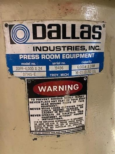 Used 24" Dallas Double End Uncoiler 