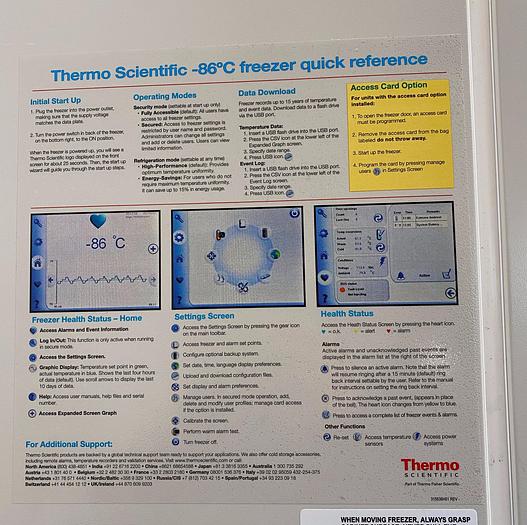 Used Thermo Scientific TSU600A Ultra-Low Temperature Freezer -86°C 28.8 Cu Ft