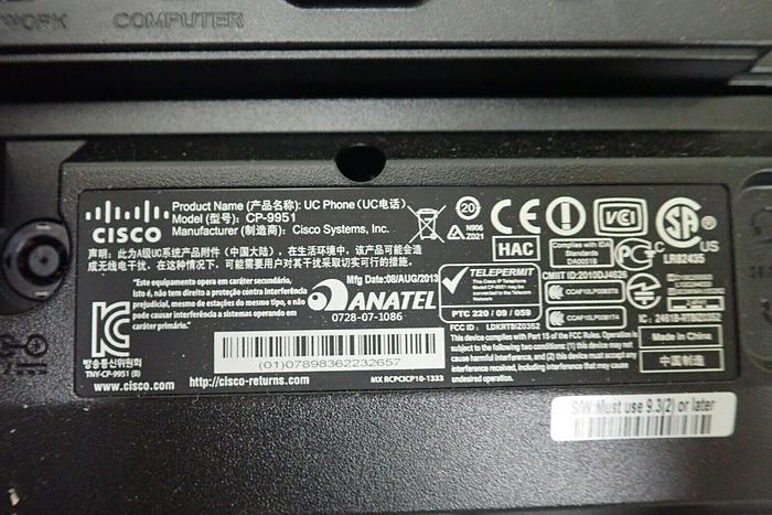 Used Lot of 3 Cisco Model CP-9951 UC Phones with 2 Stands and 1 Handset