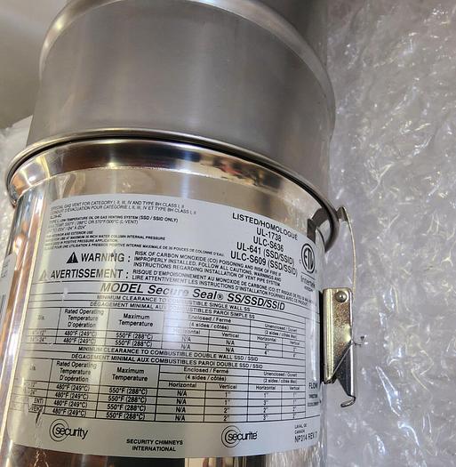 Used DOUBLE WALL STAINLESS STEEL ELBOW SSD4'' 90 DEG