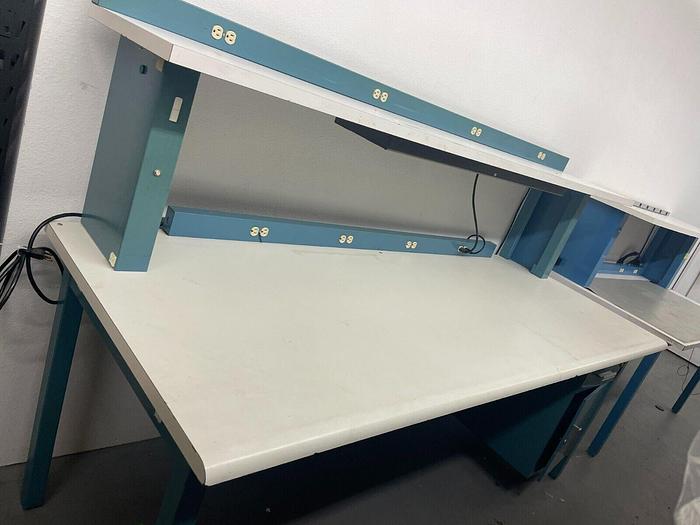 Used WORKBENCH WITH STORAGE AND LIGHT 96'' x34'' x61''h