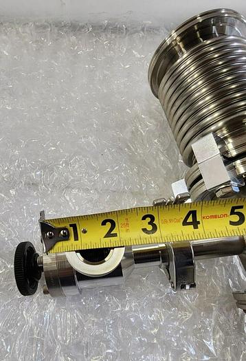 Used MDC KAV-100 PNEUMATIC ANGLE VALVE with EDWARDS HIGH VACUUM ADAPTER PIPES