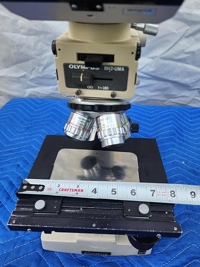 Used OLYMPUS BH2-UMA F-180 WITH 2 EYEPIECES OBJECTIVES (NEOSPLAN 50, Neosplan 5, neosplan 10 )