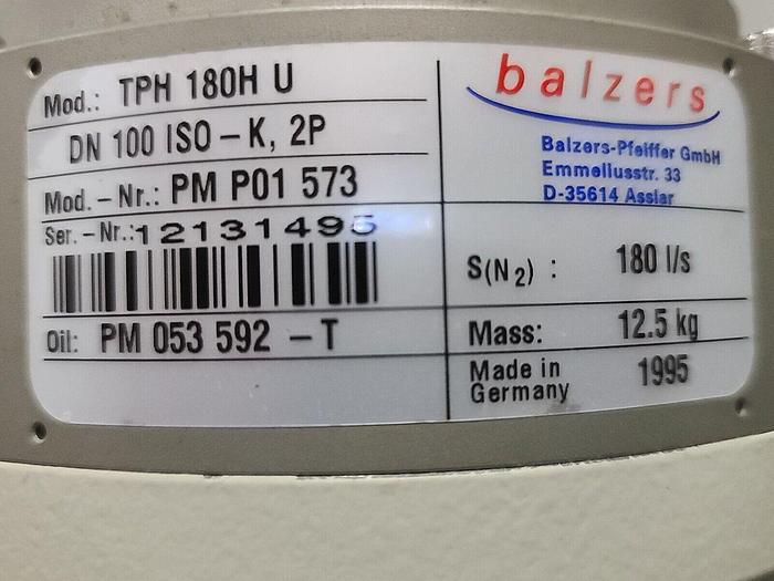 Used Pfeiffer Balzers TPH 180H Turbo Pump with cable