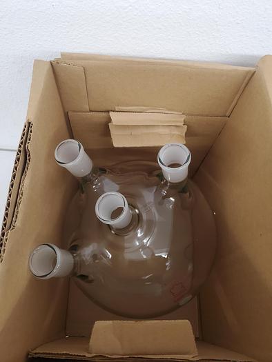 Used KONTES 5000 ML ROUND GLASS FLASK (4 NECK)