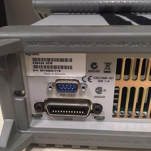 Used AGILENT TECHNOLOGIES E3643A DC POWER SUPPLY