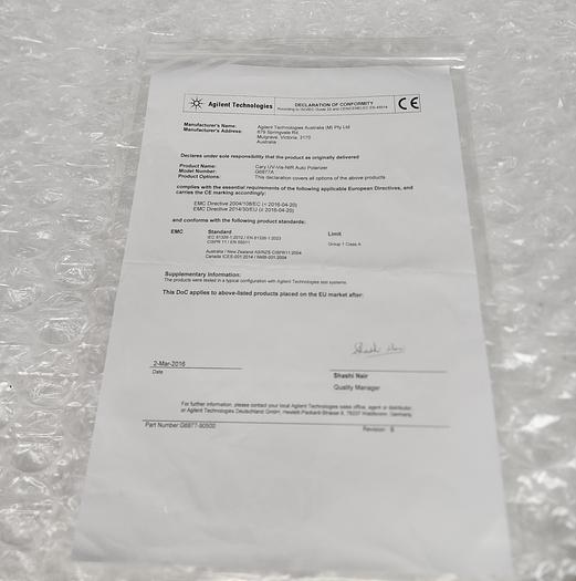 Used AGILENT TECHNOLOGIES MANUAL W DVD