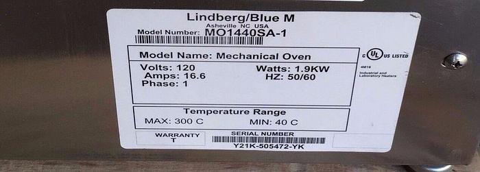 Used LINDBERG BLUE M. MECHANICAL OVEN  MODEL MO1440SA-1