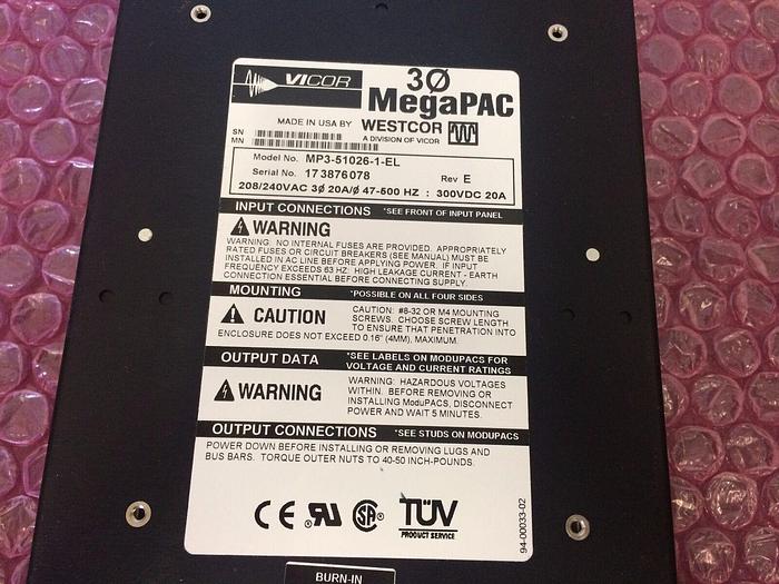 Used VICOR MP3-51026-1-EL REV E POWER SUPPLY
