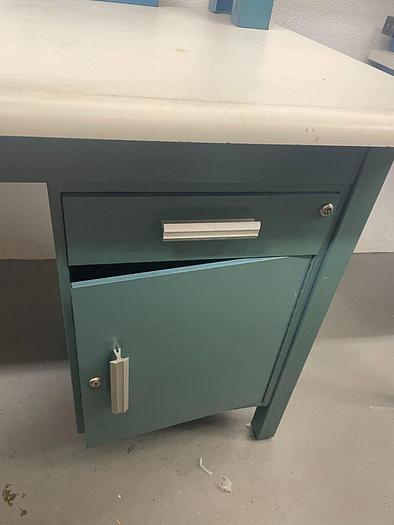 Used WORKBENCH WITH STORAGE AND LIGHT 96'' x34'' x61''h