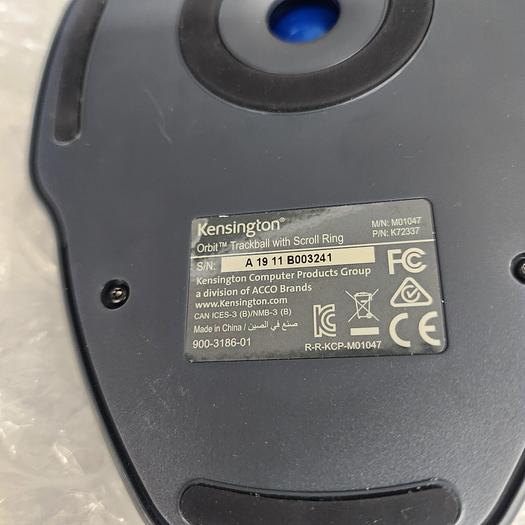 Used KENSINGTON M01047 ORBIT TRACKBALL MOUSE WITH SCROLL RING