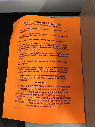 Used ROCKWELL LASER INDUSTRIES AE-35 LASER SENTRY ACCESS MONITORING DEVICE