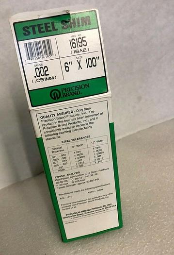 Used PRECISION BRAND STEEL SHIM 16195