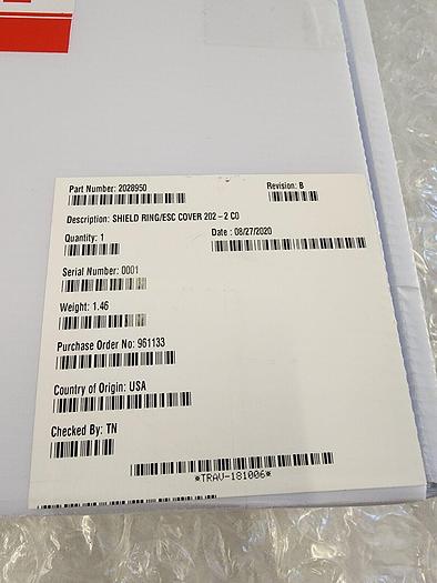 SPTS SHIELD RING-ESC COVER 202-2 CO