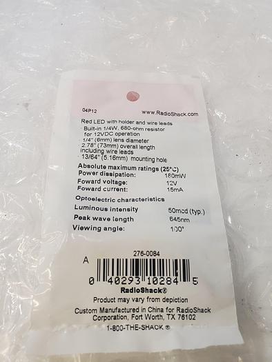Used RADIOSHACK 276-0084 RED LED ASSEMBLY