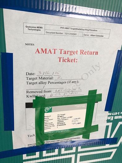 Used VEM MO TARGET 42S0033 DIA.13.505'' x 0.250''