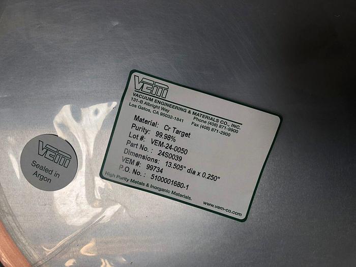 VEM Cr TARGET PURITY 99.98% VEM-24-0050