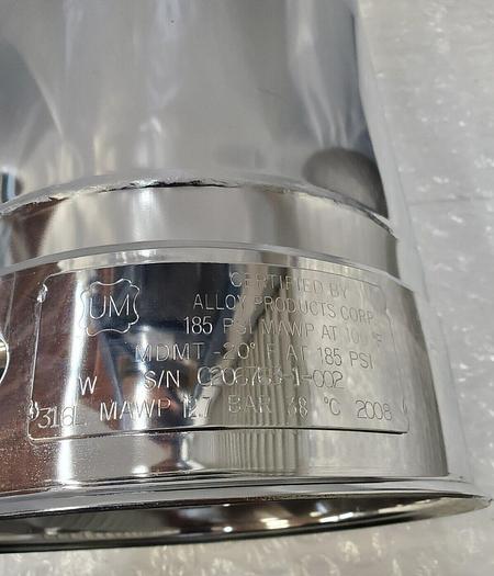 Used ALLOY PRODUCTS 316L , 185PSI AT 100F STAINLESS STEEL