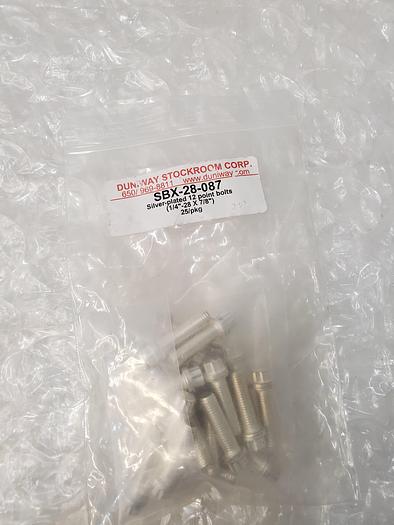 Used DUNIWAY SBX-28-087 SILVER-PLATED 12 POINT BOLTS (PACK OF 25)
