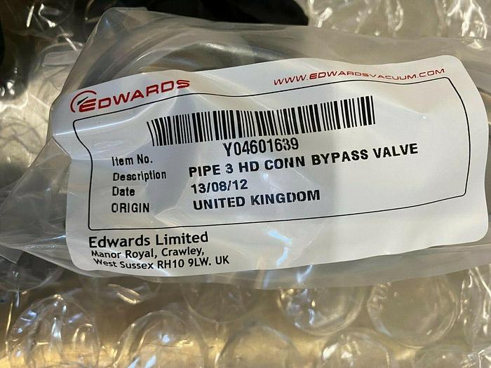 Used EDWARDS VACUUM Y04601639 PIPE 3 HD CONN BYPASS VALVE