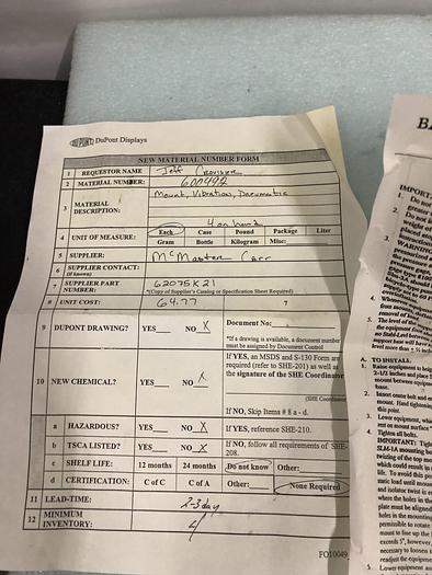 Used Barry Controls High Capacity Cup Mount SetCompact Air Mount