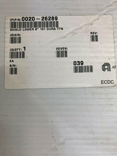 Used AMAT 0020-26289 SHIELD LOWER 6'' 101 DURA TTN
