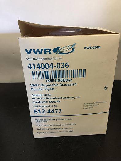 Used VWR DISPOSABLE GRADUATED TRANSFER PIPETS