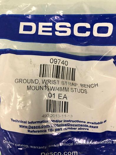 DESCO 09740 GROUND WRIST STRAP BENCH MOUNT W-4MM STUDS